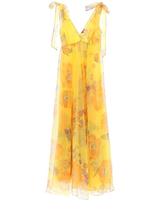 Staud Yellow Dandelion Dress In Floral Organza
