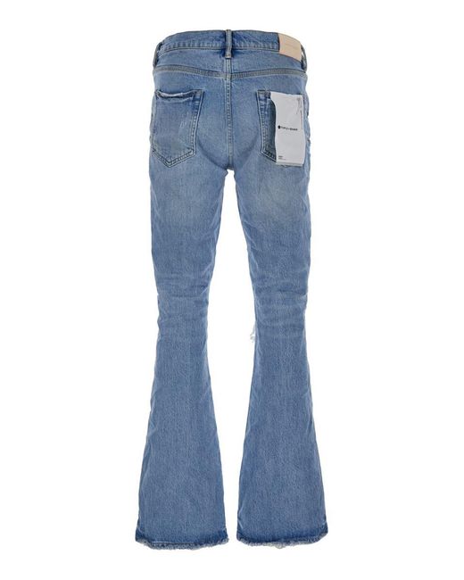 Purple Brand Blue Light Flared Jeans With Rips for men
