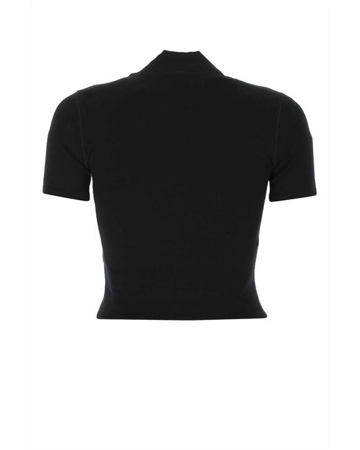 T By Alexander Wang Black Short Sleeve Ribbed Profile High Collar T-shirts