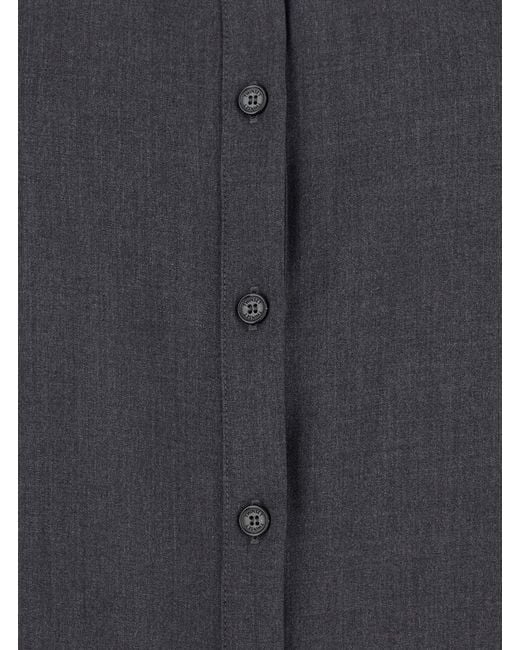 Twinset Gray Shirt With Classic Collar And Logo Plaque On The Rear