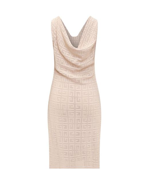 Givenchy Natural 4g Draped Dress In Jacquard
