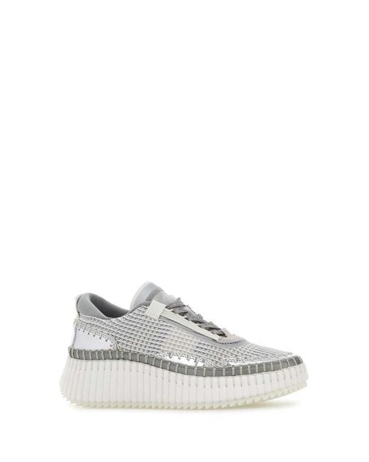 Chloé White Fabric Nama Sneakers