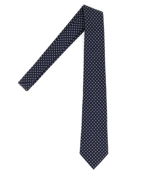 Saint Laurent Blue Embroidered Silk Tie for men