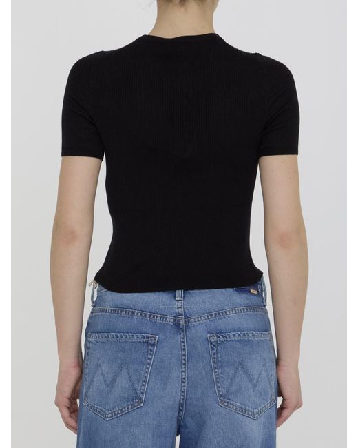 Gucci Black Wool And Silk Top