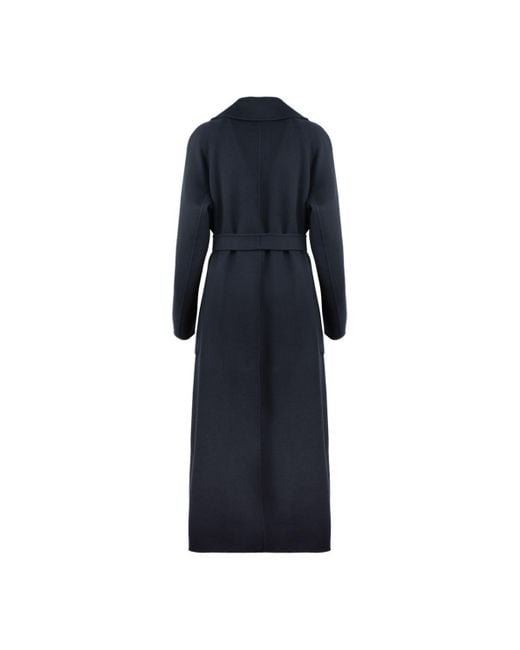 Max Mara Blue Midnight Wool Long Robe Coat