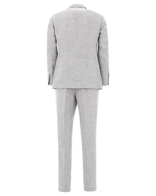 Brunello Cucinelli Gray Linen Suit for men