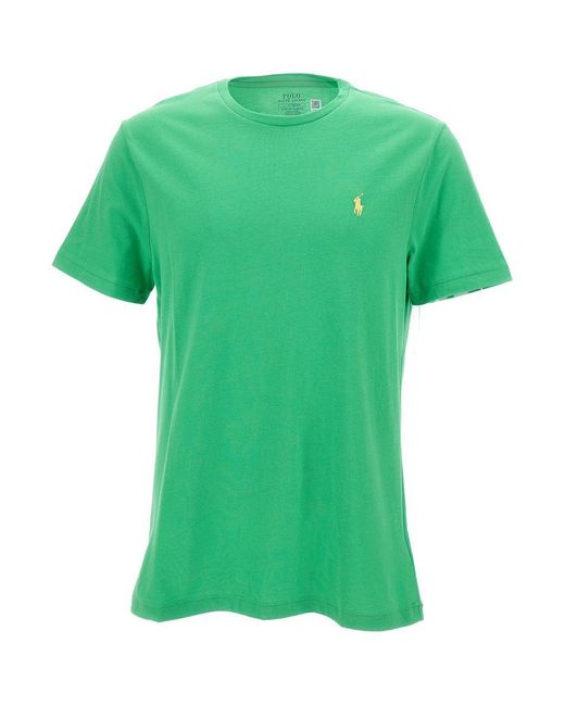 Polo Ralph Lauren Green Crewneck T-Shirt With Pony Embroidery for men
