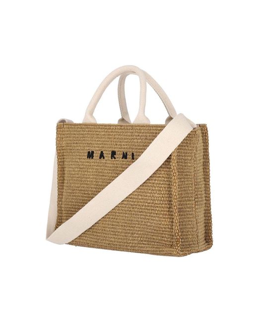 Marni Natural Logo Small Tote Bag