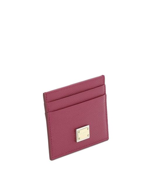 Dolce & Gabbana Purple Logo Detail Leather Card Holder