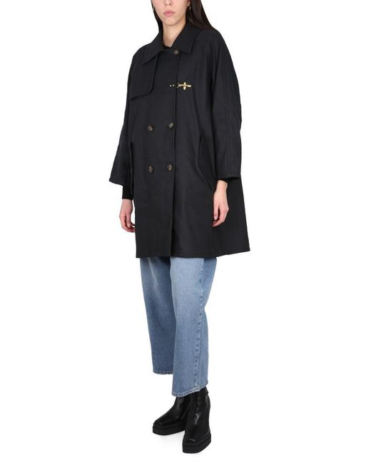 Fay Black Double-breasted Trench Coat