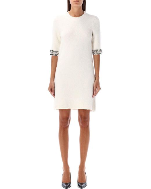 Lanvin White Mini Dress With Pocker Embroidery