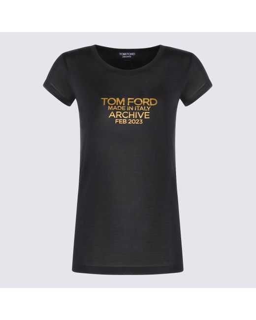 Tom Ford Black And Gold Silk T-shirt