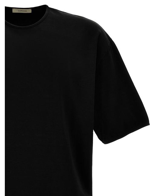 Lemaire Black Mercerized Cotton T-shirt for men