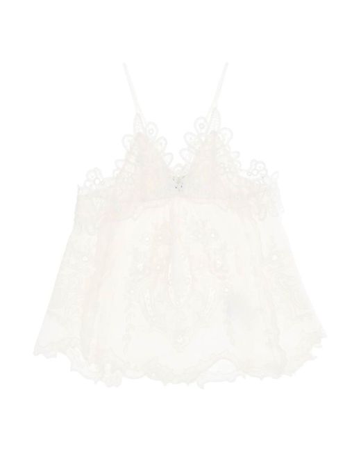 Isabel Marant White "Victoria Lace Top With Elegant