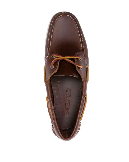Sebago Brown Docksides Portland Leather Boat Shoe With Laces