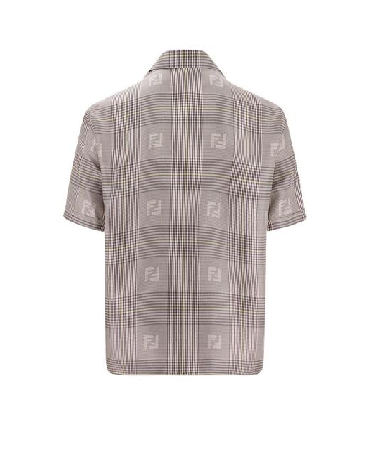 Fendi Gray Short Sleeve Silk Closure With Buttons Shirts for men