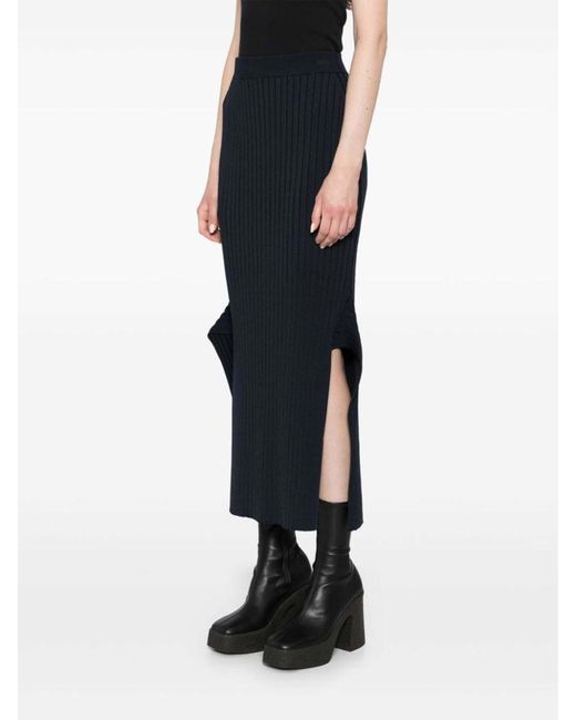 Stella McCartney Blue Ribbed Flared Skirt