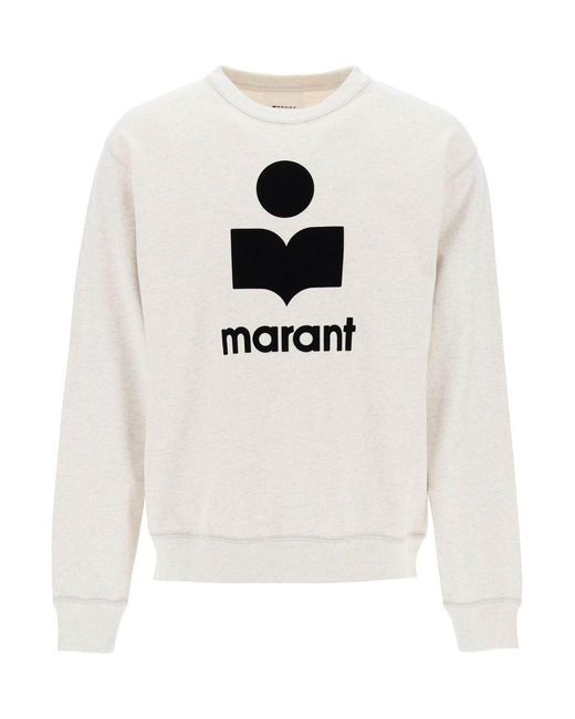 Isabel Marant White Mikoy Flocked Logo Sweatshirt for men