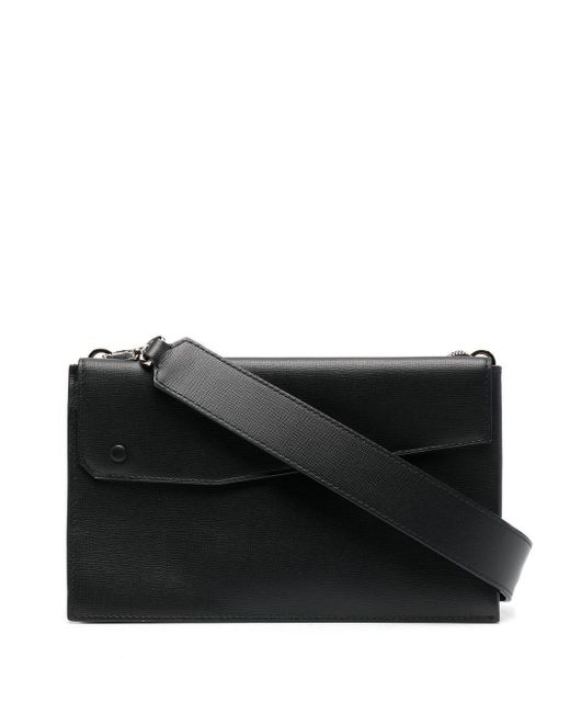 Valextra Pocket Large Leather Shoulder Bag in Black for Men | Lyst