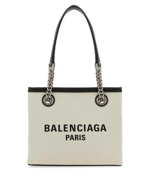 BALENCIAGA Duty Free large leather-trimmed printed mesh tote