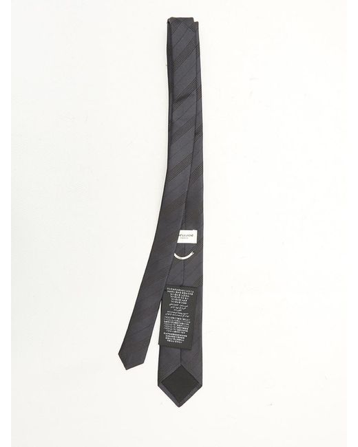 Saint Laurent White Striped Tie In Silk for men