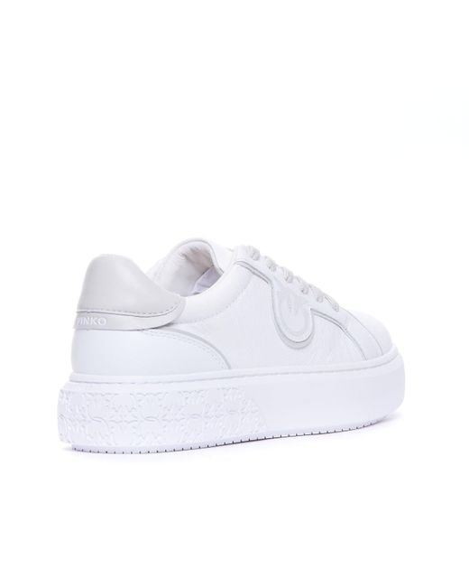 Pinko White Leather Sneakers