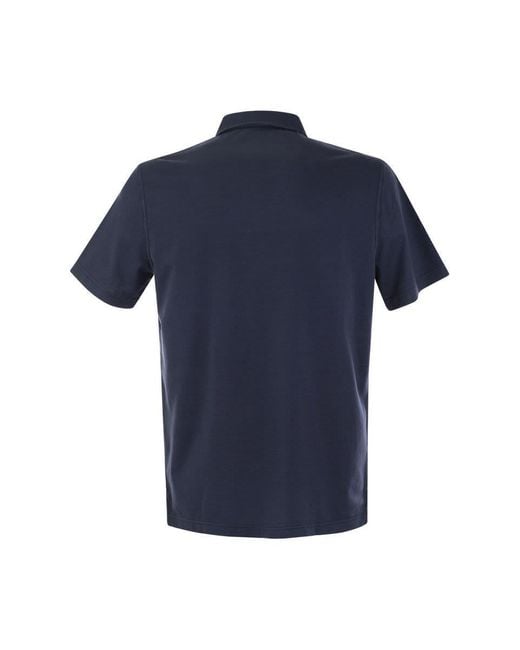Fedeli Blue Cotton Polo Shirt With Open Collar for men