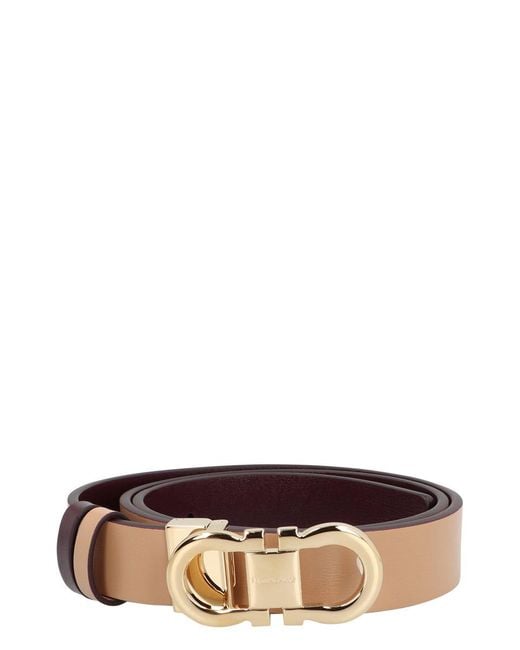 Ferragamo Brown Gancini Reversible Leather Belt