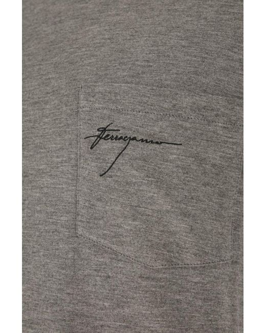 Ferragamo Gray T-shirt With Color Block Trims for men