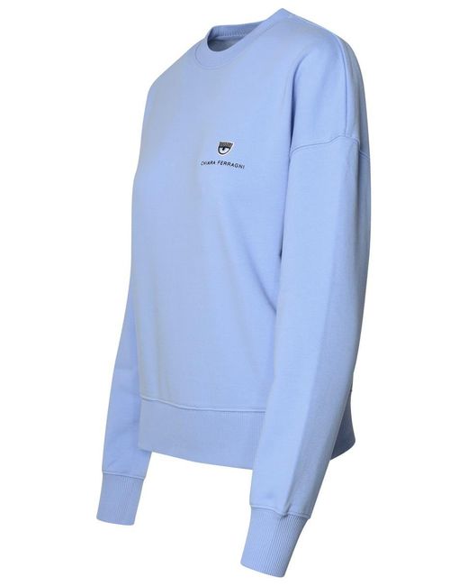 Chiara Ferragni Blue Light Cotton Blend Sweatshirt