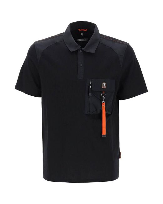 Parajumpers Black "Rescue Polo With Nylon Inserts" for men
