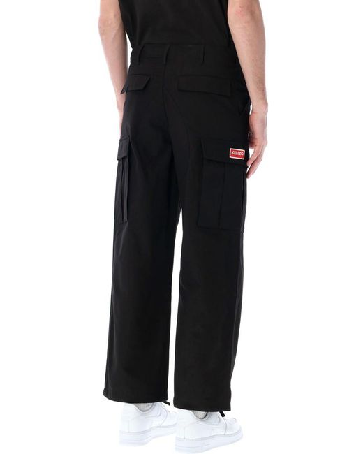 KENZO Black Workwear Cargo Trousers for men