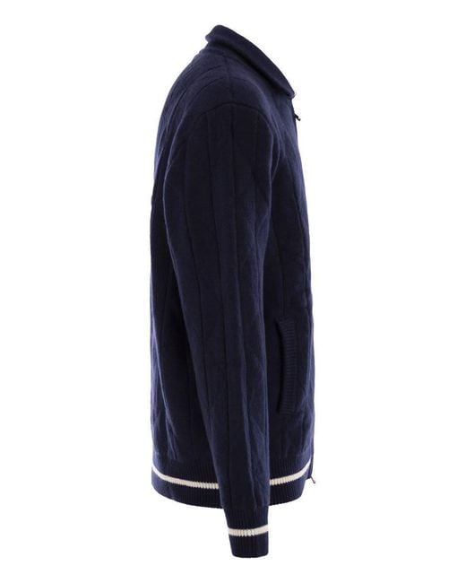 Kiton Blue Cashmere Bomber Jacket for men