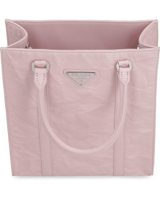 Prada Pink Leather Tote Bag