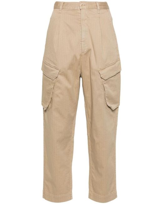 Semicouture Natural Bianca Cotton Cargo Trousers