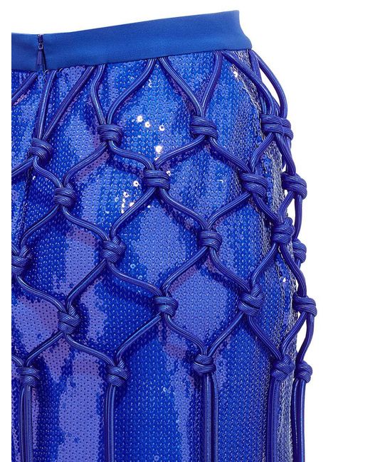David Koma Fish Net Layered Skirts Blue