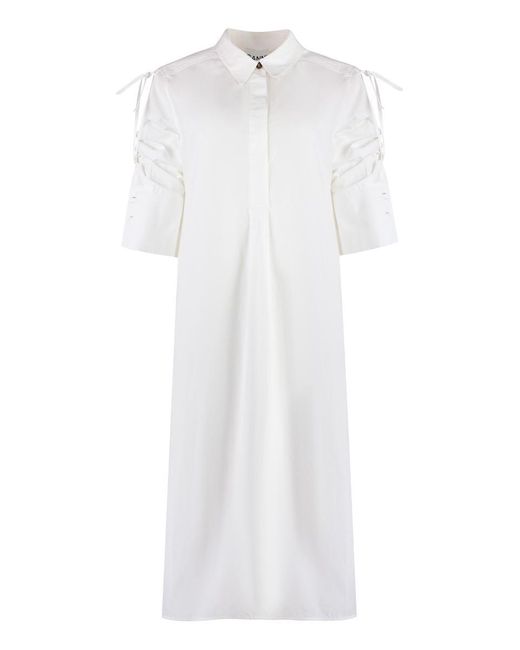 Ganni White Oversize Cotton Shirtdress