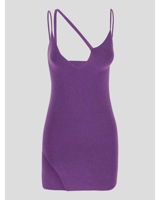Laneus Purple Knit Mini Dress