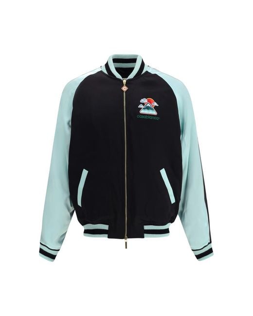 Casablanca Blue Two-Tone Satin Bomber Jacket for men