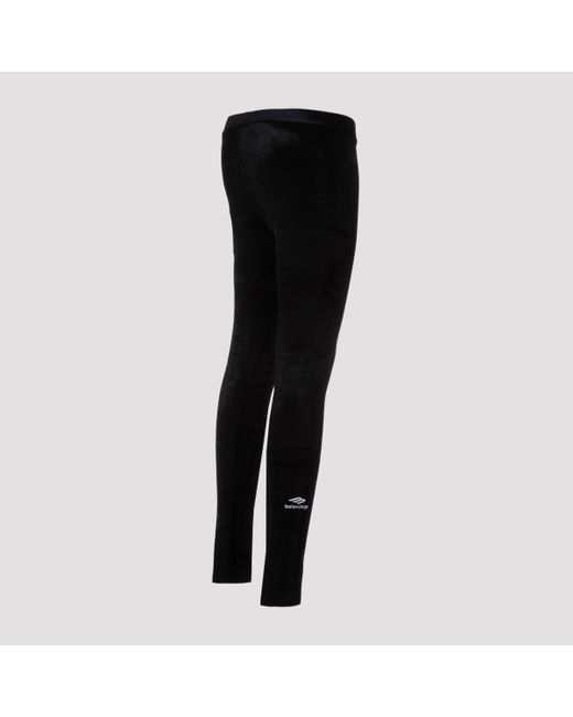 Balenciaga Black High-Rise Velvet Leggings From The Ss24 Collection