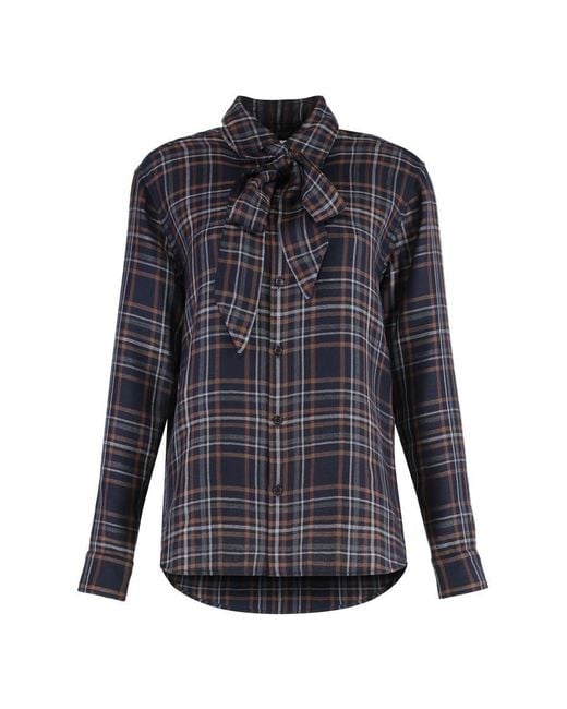 Saint Laurent Blue Check Pattern Shirt