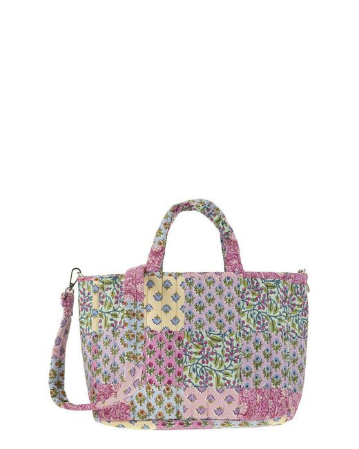 Mc2 Saint Barth Multicolor Soft Tote Mid Quilted Bag With Flowers