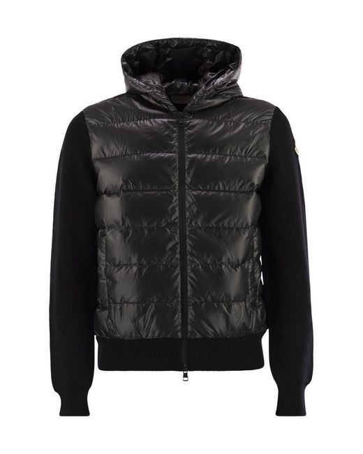 Moncler Black Wool-lined Hooded Zip-up Sweatshirt for men