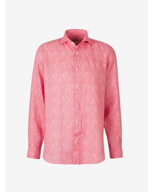 Vincenzo Di Ruggiero Pink Floral Cotton Shirt for men