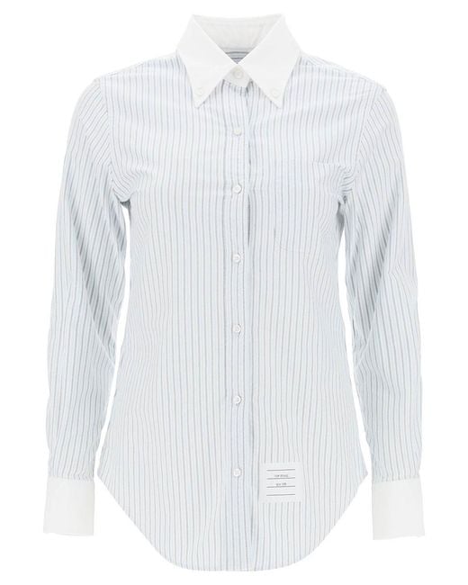Thom Browne White Striped Oxford Shirt