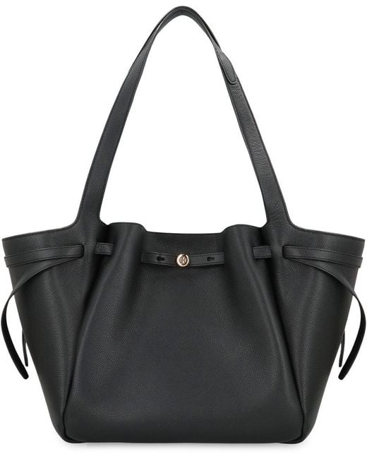 Tory Burch Black Romy Smooth Leather Tote Bag