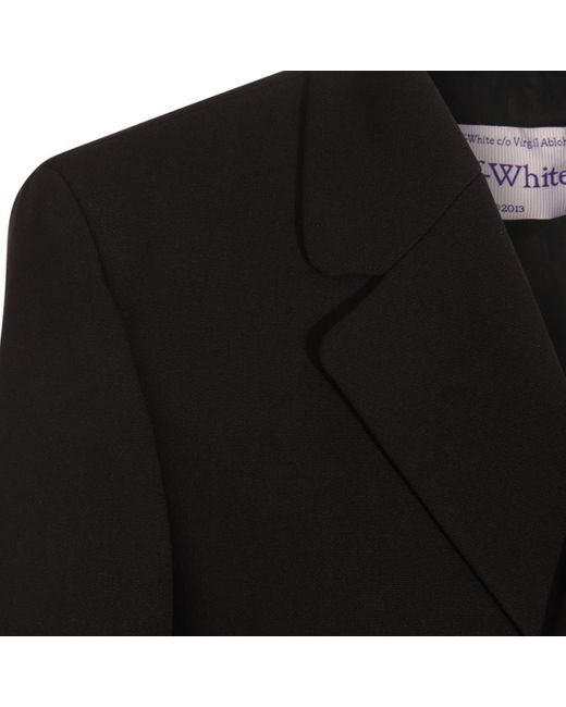 Off-White c/o Virgil Abloh Black Wool Zip Detail Virgin Coat for men