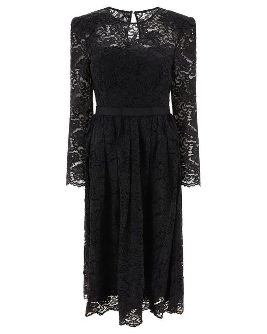 Self-Portrait Black Cord Lace Midi Dress