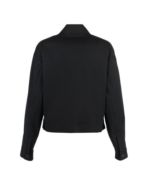 Max Mara Studio Black Baffo Button-front Cotton Jacket
