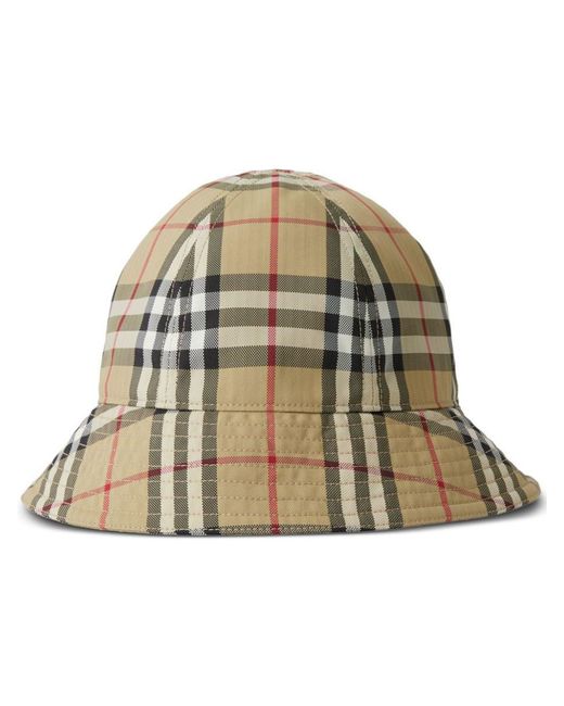 Burberry Natural Check Motif Nylon Bucket Hat